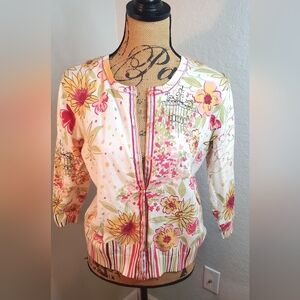 Floral Women's Cardigan Sweater - Multicolor